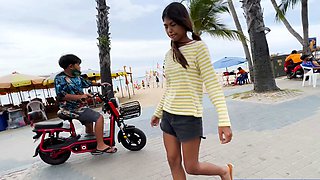 Tiny Thai teen takes a huge cock inside