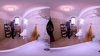 Toilet Tramp - Big Tit Blonde Pornstar Jerks Off A Guy In The Bathroom Voyeur 3d Porn