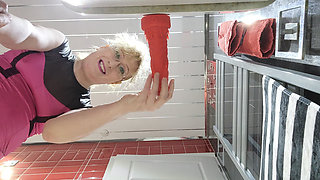 Anal Dildo and pissing in the bathroom with sexy MILF Lisa Essex