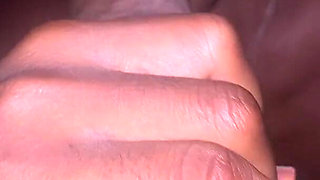 Getting Toe Clenching in Head in Sexy Pink Lighting by Horny Ebony Teen Close up