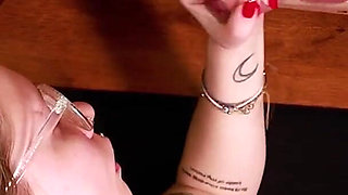 Blonde Schoolgirl Milking Table with Rae Astora