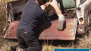 Slim Babe Cody Pleasures Big Cock Rusty In Cowgirl Outdoors