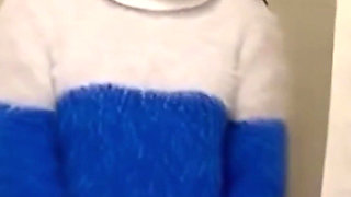 My 55f lesbian roommate got a surprise video of me bouncing my big tits in many sweaters then fucking myself hard for her