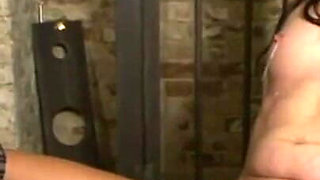 Humiliating big boobs pinching dildo penetrate