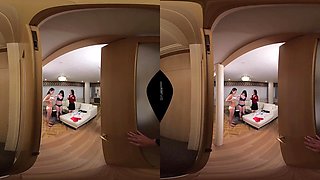 POV VR porn in 4k - amateur lesbian threesome with Asian chicks