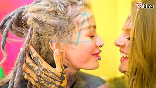 Alt-Girls Tattooed Lesbian Dildo Punk, Goth, Hippie, Spit Tongue