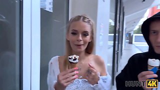 Hunt4k. blonde sweetheart used her huge natural boobs to get back on her boyfriend