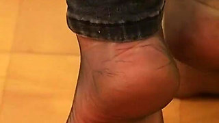 Asmr Nylon Footsteps - Shiny Flats Tapping on Wooden Floor