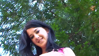 Cute Teen Lolly Flashing Her Small Tits and Pussy Outdoors