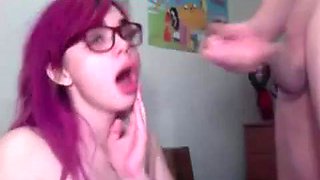 Webcam Nerd Gets a Facial F: Blowjob, Amateur  Masturbation Porn