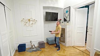 Tiny girl in a slutty outfit wants to get dick in POV