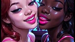 Beautiful Lesbians Tongue and Kiss Fetish, Ai Animation