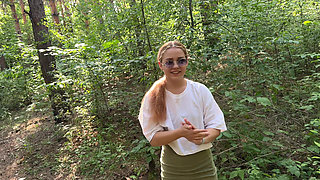 Live content from a walk and pleasant sex in the forest in public