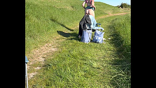 Walking in My Little Mini Dress Then Taking It off in Just Sneakers, Thong and Bra. Then Play with Myself.