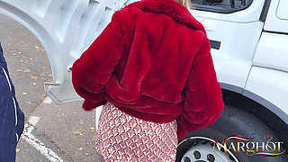 Exhib Parking Hgv: Routier Spots Me and Fucks Me Like a Bitch in the Cab of His Truck