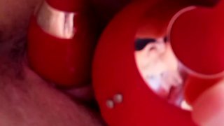 Horny teen uses a sex toy to make her pussy wet and happy
