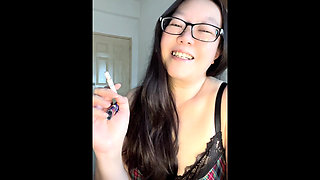 Darkside Smoking Asian Gooning Wheezing, Coughing, Topless MILF Invites You to Cum on Her Boobs Copy 2