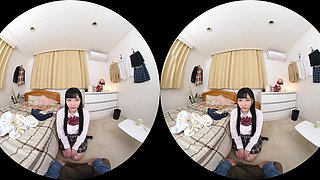 Japanese students explore VR passion in long haired POV