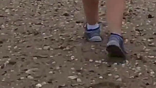 Stripping Naked and Walking on Public Beach