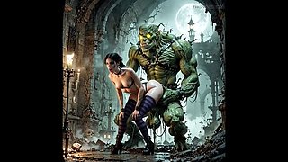 AI Dungeon Sluts 57: Kleio Fucked By Moss Monster With AI Voice - Big Cock Blowjob & Deep Throat Teen