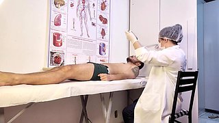 Patient Can't Hold It and Gets Rock-hard in Front of Nurse During Check-up