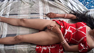 The Virgin Young Girl Lying Down in a Suit Salwar Is Thinking of Having Sex with the New Pussy Without Any Problem, the Penis Ha