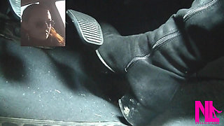 Driving Fast in Black Suede Knee High Boots