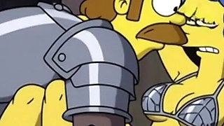 Slut in Chains Takes His Cum. Erotic Fantasy. Cartoon Parody of the Simpsons