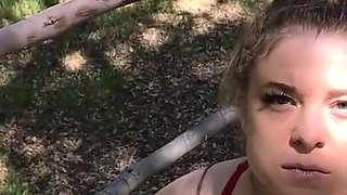 MILF helps her stepson cum in his treehouse