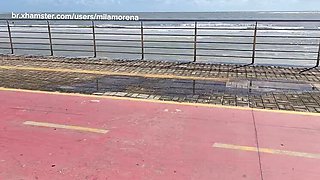 Mila Morena Sunday Ride in Lace Panties - Outdoor Amateur Flashing & Big Cameltoe