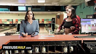 Bowling scene with easy-on-the-eyes Armani Black and Parker Ambrose from FreeUse