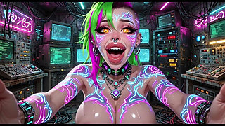 Cyberpunk Style Women Bouncing Boobs, Ai Animation
