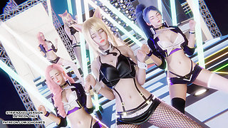 MMD - Red Velvet - Russian Roulette - Ahri Kai'Sa and Seraphine Sexy Kpop Dance League of Legends Hentai Uncensored 4K 60FPS