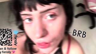 Small tit brunette teen fucks a big cock