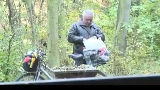Outdoor pissing and blowjob