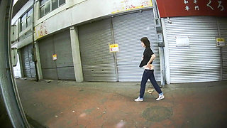 Japan Walking with Her Ass Out Outdoors