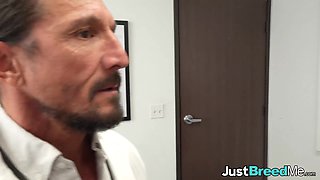 Breeding doctor fucks babe in front of voyeur redhead nurse