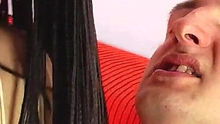 Perverse skinny teen Oksana fucks stepbrother with strapon in the ass