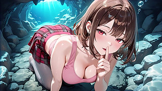 Hentai Girl Fucked Hard in Secret Underwater Cave - Massive Creampie Overflow