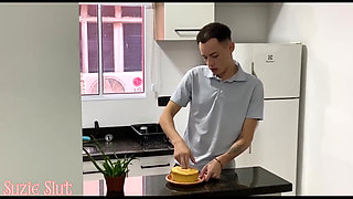 My Stepmom Catches Me Masturbating with Cake She Made for My Stepdad, She Punishes Me with Very Hardcore Sex