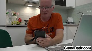 Naughty Babes Gina Lin & Claudia Colt Play with Grandpa's Cock - Old & Young Threesome FFM