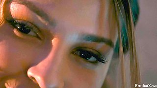 Hot blonde with big forms has her pussy eaten and fucked in her trimmed cunt