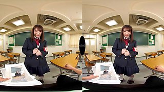 Passionate Japanese student entices viewer in steamy VR school fantasy