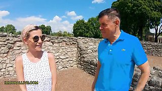 Busty Blonde Stepmom Titty Fucks Step Son at Roman Ruins - Big Tits MILF Learns New Trick!