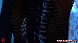 Mistress flogs and pegs bound slave
