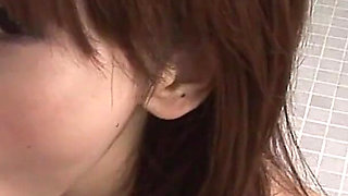 Skinny Japanese babe blows a man with hairy and big dick