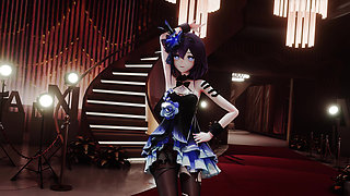 [mmd] Purple Evening Dress Full Pose Sex Queencard Footjob Titty Fuck Blowjob Handjob After Getting Into the Ride