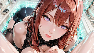 Redhead Anime Waifu in Black Lingerie and Sheer Stockings – Bathroom Fantasy