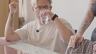 Step stepmom Shares Bed with Step stepson After Fight with Husband - Morning Creampie!