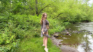 Sexy Moves in a Torn Dress in the Forest and Water